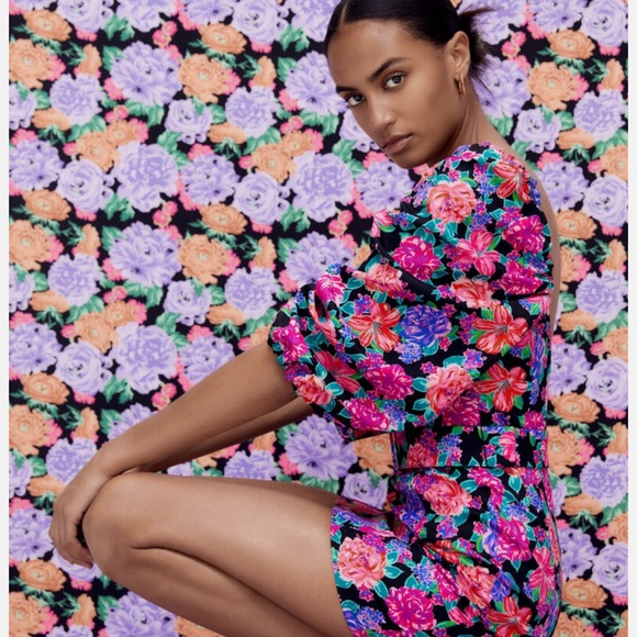 BLOGGERS FAVE NWOT ZARA Purple Pink Sheath Dress with Puff Sleeves - Picture 8 of 16